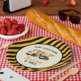 Prato De Papel Dump Truck Construction Zone Birthday Paper Placas