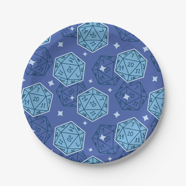 Prato De Papel Dungeons & Dragon D20 Blue Paper Plates (Frente)