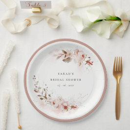 Prato De Papel Dusky Fall Marsala Blush Chá de panela