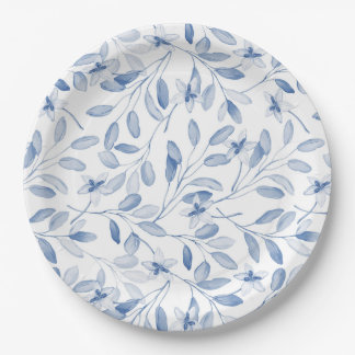 Prato De Papel Dusty Blue Watercolor Eucalyptus Floral