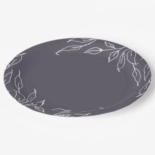 Prato De Papel Dusty Purple Leaf Motif Partido de Ação de Graças