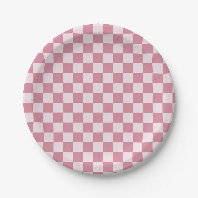 Prato De Papel Dusty rose checkerboard pattern (Frente)