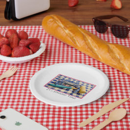 Prato De Papel É o Hammer Time Blue Crab com martelo em Gingham