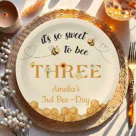 Prato De Papel É Tão Doce Ser Abelha 3º Aniversário