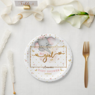 Prato De Papel É um Chá de fraldas de elefante floral