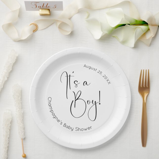 Prato De Papel É um Chá de fraldas de Script Moderno (Casamento)
