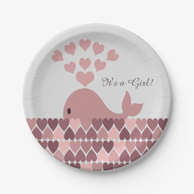 Prato De Papel É uma garota! Baleia rosa-branca (Frente)