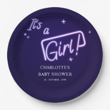 É uma garota! Chá de fraldas de Texto Neon Puro