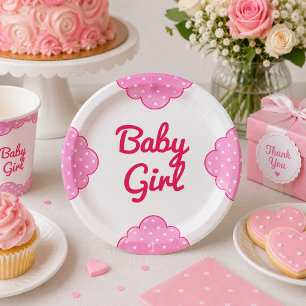 Prato De Papel É uma Nuvem Rosa de Bebê Menina Chuveiro
