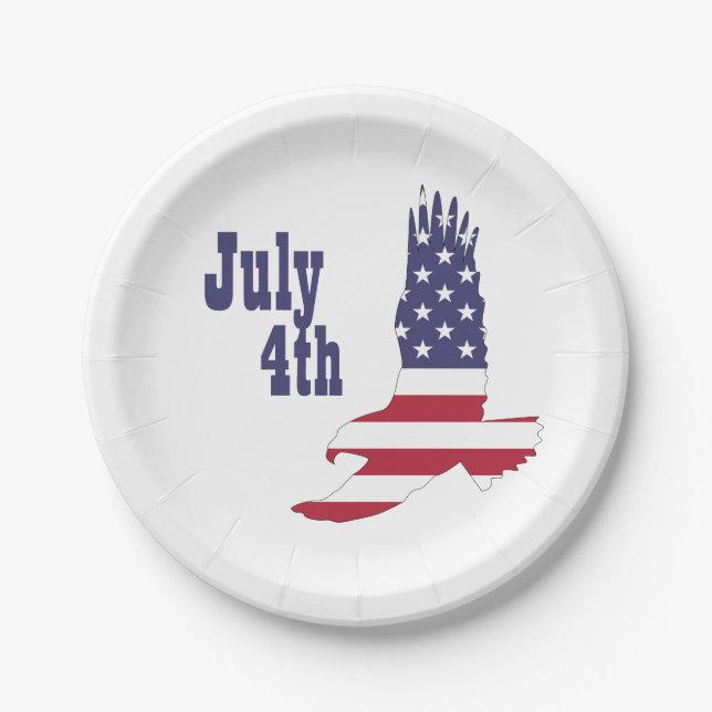 Prato De Papel Eagle, USA Flag, 4 de julho, Paper Plates (Frente)