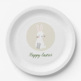 Prato De Papel Easter Paper Plate with Cute Bunny Design