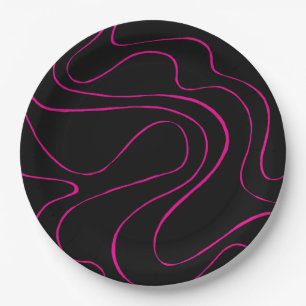 Prato De Papel Ebb e Fluxo 2 - Magenta e Preto