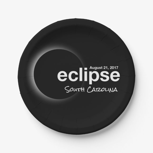 Prato De Papel eclipse 2017 Carolina do Sul (Frente)