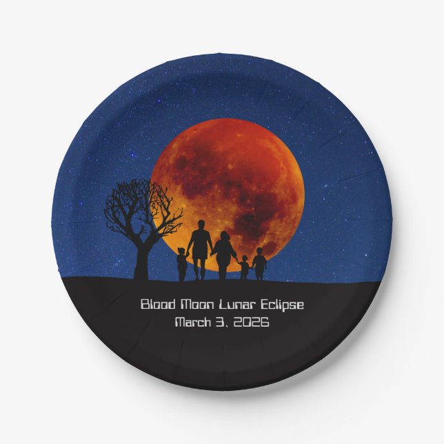 Prato De Papel Eclipse Lunar Lua de Sangue 2026 (Frente)