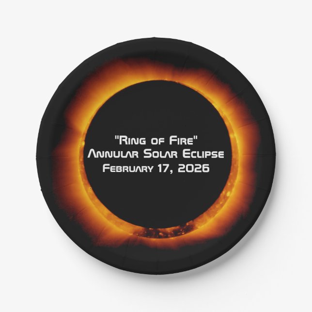 Prato De Papel Eclipse Solar Anelar de 2026 do Anel de Fogo (Frente)