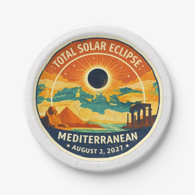 Prato De Papel Eclipse solar mediterrâneo de 2027 (Frente)