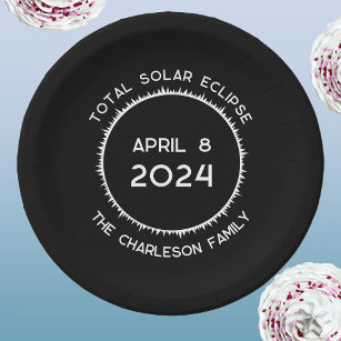 Prato De Papel Eclipse Solar Total 2024 Personalizado