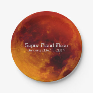 Prato De Papel Eclipse super 2019 da lua do sangue