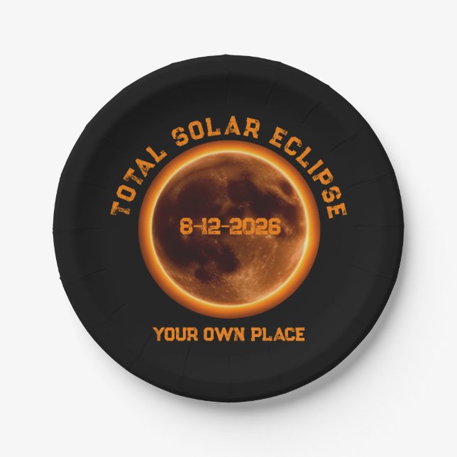 Prato De Papel Eclipse Total do Sol 12 de Agosto de 2026 (Frente)