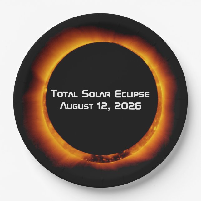 Prato De Papel Eclipse Total do Sol de 2026 (Frente)
