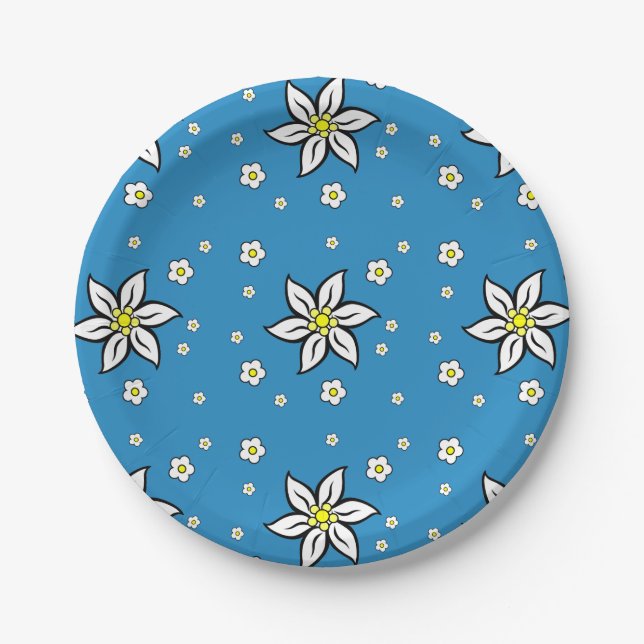 Prato De Papel Edelweiss em Azul (Frente)