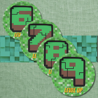 Prato De Papel Edifício Verde do Gamer Pixelado Nível 6