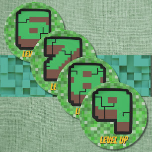 Prato De Papel Edifício Verde do Gamer Pixelado Nível 8