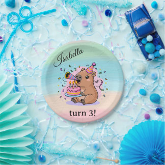 Prato De Papel Editable Capybara Birthday Party Plate Cute Kids D