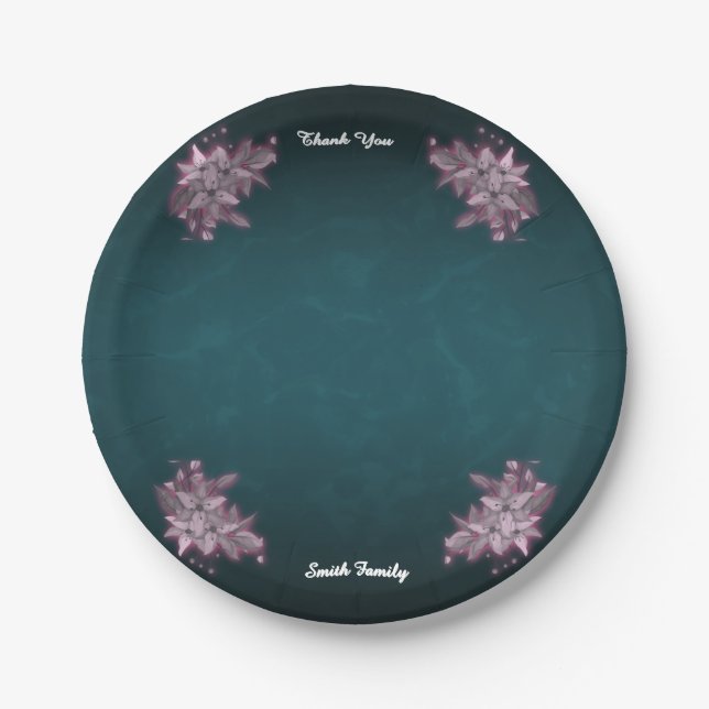 Prato De Papel Editable Elegant Floral Paper Plates (Frente)