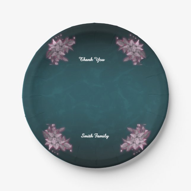Prato De Papel Editable Elegant Floral Paper Plates (Frente)