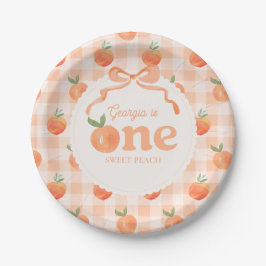 Prato De Papel Editable Gingham Peach Paper Plates
