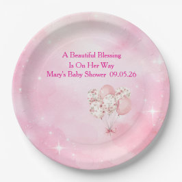 Prato De Papel Editable Pink Chinoiserie Baby Shower Tableware
