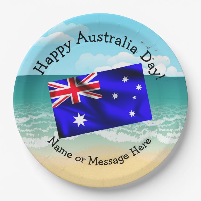 Prato De Papel Editar Nome Correspondente ao Dia 9 da Austrália (Frente)