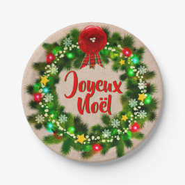 Prato De Papel Editar texto Assiette joyeux Noël 7"