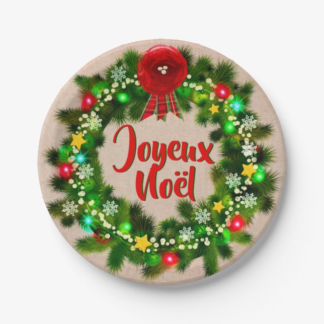 Prato De Papel Editar texto Assiette joyeux Noël 7" (Frente)