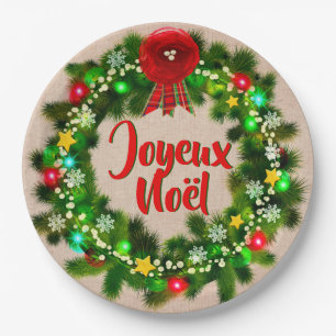 Prato De Papel Editar Texto de Asssiette joyeux Noël 9"
