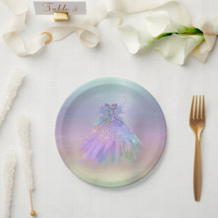 Prato De Papel Eethal Fairy Gown Rainbow Ombre Pastel Sheen