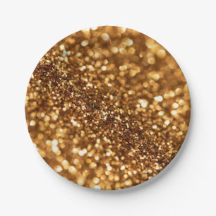 Prato De Papel Efeito brilho dourado, cintilante