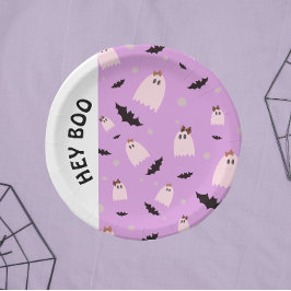 Prato De Papel Ei Boo Pequenos Fantasmas com arcos no Halloween