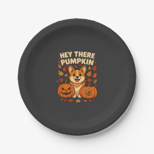 Prato De Papel Ei Lá Abóbora Corgi Halloween Abóboras Outono