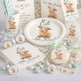 Prato De Papel Eid Al Adha Bege Cute Ovelha Jantar