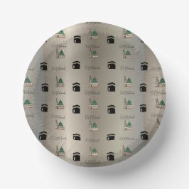 Prato De Papel Eid Mubarak Paper Bowl –Gold Kaaba & Masjid Nabawi