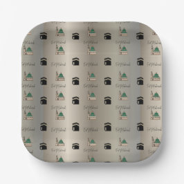 Prato De Papel Eid Mubarak Paper Plate|Gold Kaaba & Masjid Nabawi