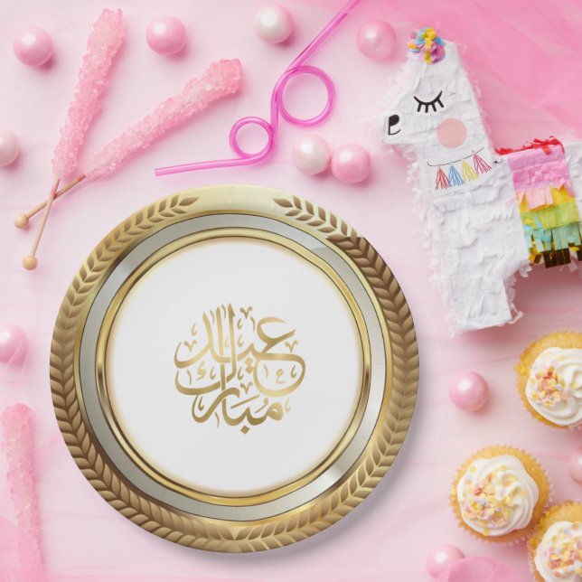 Prato De Papel Eid Ornament ouro (Festa)