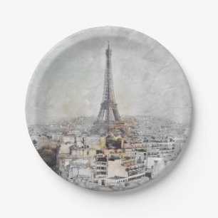 Prato De Papel Eiffel Tower Paris França Papéis Placa Viagem de C