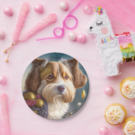 Prato De Papel Ein süßer Hund mit Goldschmuck