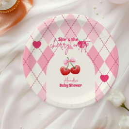 Prato De Papel Ela é a Cherry no Chá de fraldas superior