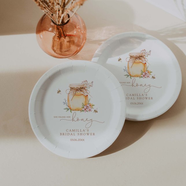 Prato De Papel Ela encontrou seu Chá de panela de mel (Criador carregado)