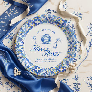 Prato De Papel Ela Encontrou Sua Noiva Mel Mel Azul Grécia Desped