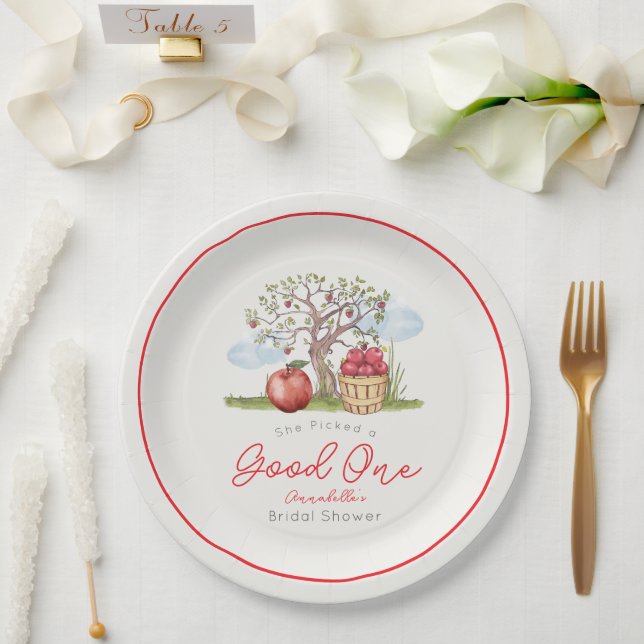 Prato De Papel Ela Escolheu um Bom Apple Tree Chá de Noiva (Casamento)